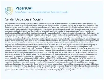 Essay on Gender Disparities in Society