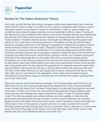 Essay on Review on the Native Americans’ History