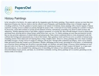 Essay on History Paintings