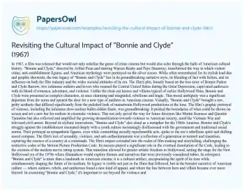 Essay on Revisiting the Cultural Impact of “Bonnie and Clyde” (1967)