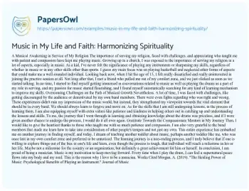 Essay on Music in my Life and Faith: Harmonizing Spirituality