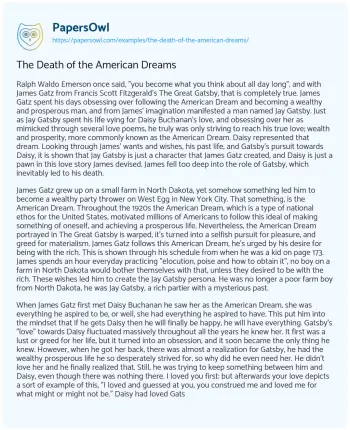 Essay on The Death of the American Dreams