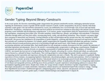 Essay on Gender Typing: Beyond Binary Constructs