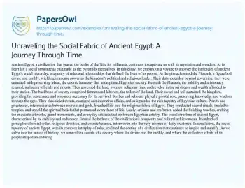 Essay on Unraveling the Social Fabric of Ancient Egypt: a Journey through Time