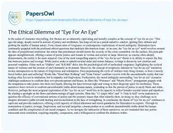 Essay on The Ethical Dilemma of “Eye for an Eye”