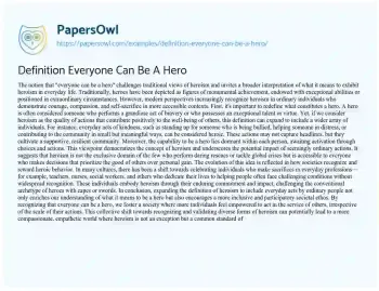 Essay on Definition Everyone Can be a Hero