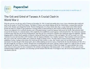 Essay on The Grit and Grind of Tarawa: a Crucial Clash in World War 2