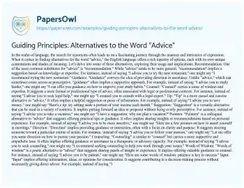 Essay on Guiding Principles: Alternatives to the Word “Advice”