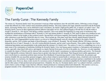 Essay on The Family Curse : the Kennedy Family