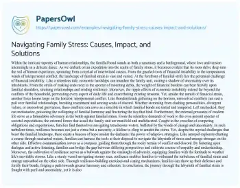 Essay on Navigating Family Stress: Causes, Impact, and Solutions