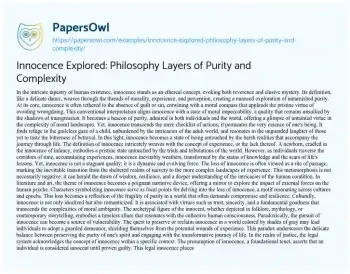 Essay on Innocence Explored: Philosophy Layers of Purity and Complexity