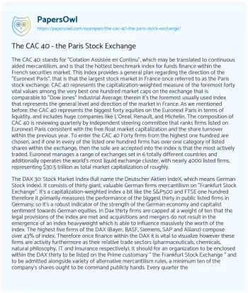 Essay on The CAC 40 – the Paris Stock Exchange