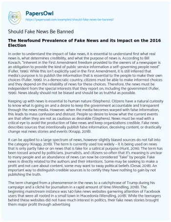 Essay on Should Fake News be Banned