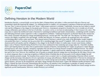 Essay on Defining Heroism in the Modern World