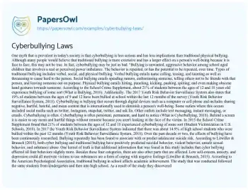 Essay on Cyberbullying Laws