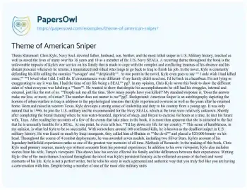 Essay on Theme of American Sniper