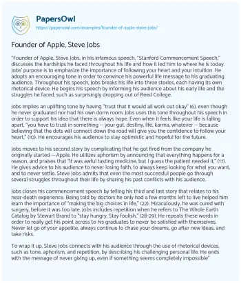 Essay on Founder of Apple, Steve Jobs