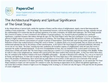 Essay on The Architectural Majesty and Spiritual Significance of the Great Stupa