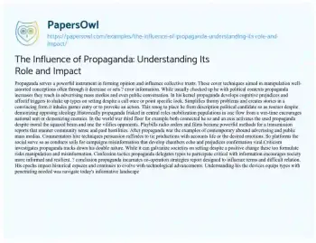 Essay on The Influence of Propaganda: Understanding its Role and Impact