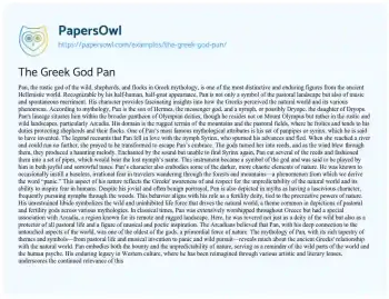 Essay on The Greek God Pan