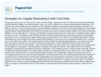 Essay on Strategies for Legally Eliminating Credit Card Debt