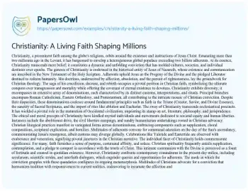 Essay on Christianity: a Living Faith Shaping Millions