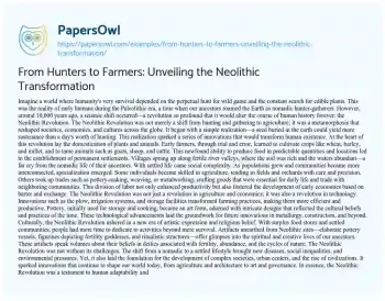 Essay on From Hunters to Farmers: Unveiling the Neolithic Transformation