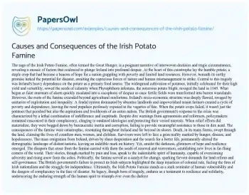 Essay on Causes and Consequences of the Irish Potato Famine