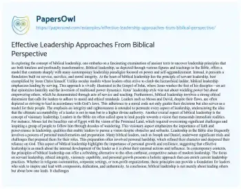 Essay on Effective Leadership Approaches from Biblical Perspective