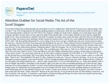 Essay on Attention Grabber for Social Media: the Art of the Scroll Stopper