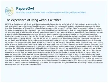 Essay on The Experience of Living Without a Father