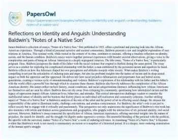 Essay on Reflections on Identity and Anguish: Understanding Baldwin’s “Notes of a Native Son”