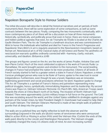 Essay on Napoleon Bonaparte Style to Honour Soldiers