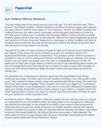 Essay on Gun Violence African American