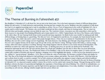 Essay on The Theme of Burning in Fahrenheit 451