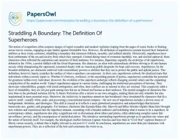 Essay on Straddling a Boundary: the Definition of Superheroes