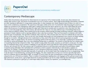 Essay on Contemporary Mediascape