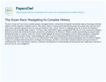 Essay on The Aryan Race: Navigating its Complex History