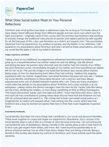 Essay on What does Social Justice Mean to You: Personal Reflections