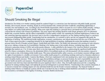 Essay on Should Smoking be Illegal