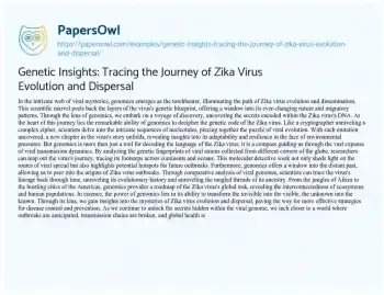 Essay on Genetic Insights: Tracing the Journey of Zika Virus Evolution and Dispersal