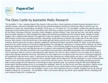 Essay on The Glass Castle by Jeannette Walls: Research