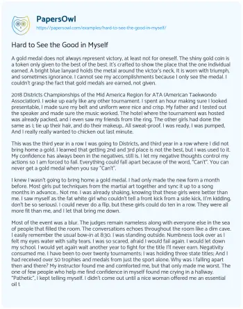 Essay on Hard to See the Good in myself