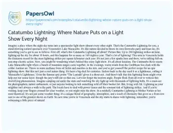 Essay on Catatumbo Lightning: where Nature Puts on a Light Show Every Night