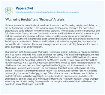 Essay on “Wuthering Heights” and “Rebecca” Analysis