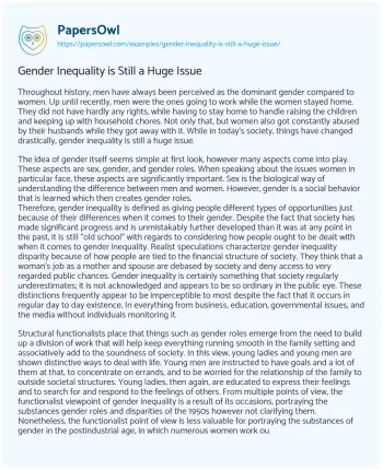 Essay on Gender Inequality is Still a Huge Issue