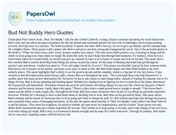 Essay on Bud not Buddy Hero Quotes