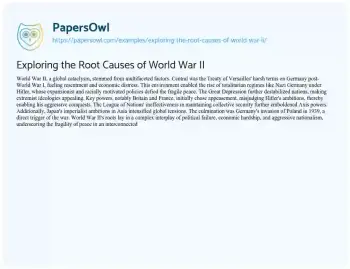 Essay on Exploring the Root Causes of World War II