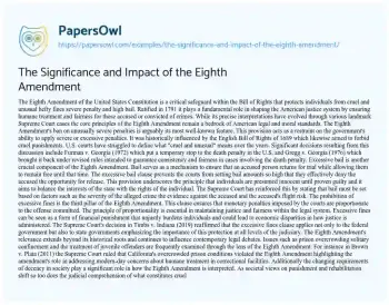 Essay on The Significance and Impact of the Eighth Amendment