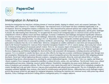 Essay on Immigration in America